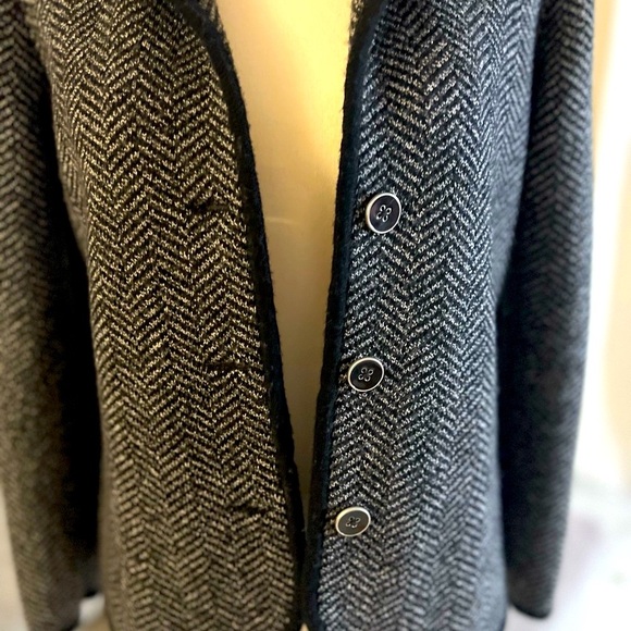 ✅ Talbots Black and Gray Herringbone Cardigan Sweater - Picture 16 of 16